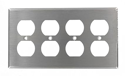 84041-40 4-Gang Duplex Device Receptacle and Wallplate, Device Mount, 302 Stainless Steel, Satin Finish
