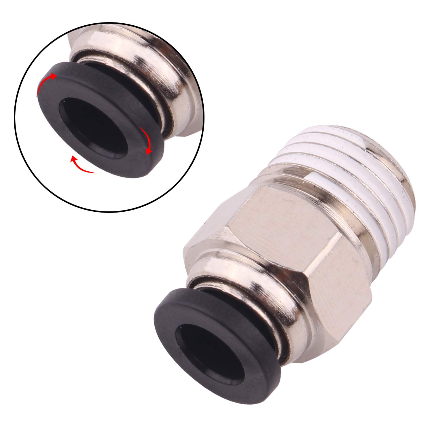 3/8" Tube O.D. X 1/2" Male NPT Brass Composite Push-In Connector, Air Line - Foto 5