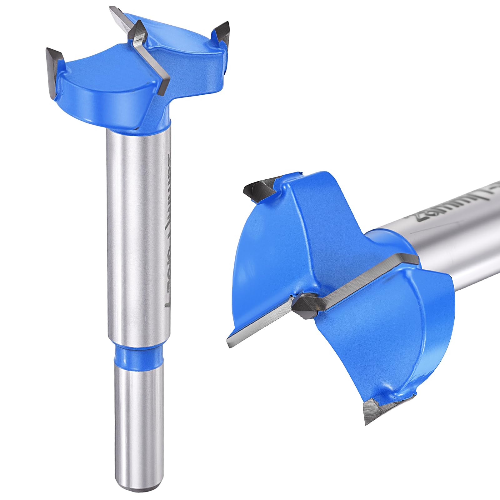 DTGN 28mm Forstner Drill Bits 1-3/32" - 2Pack - Good for Wood Plastic Plywood - 2 Flutes Tungsten Carbide Woodworking Hole Saw Cutter with Round Shank - Blue