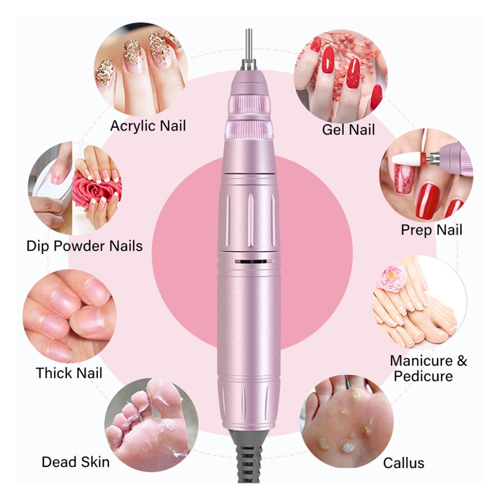 Elektryczna frezarka do paznokci, 40000RPM elektryczna wiertarka do paznokci maszyna do Manicure żel akrylowy polski paznokcie szlifierka tryb pauzy profesjonalne wyposażenie salonu paznokci(Wit)