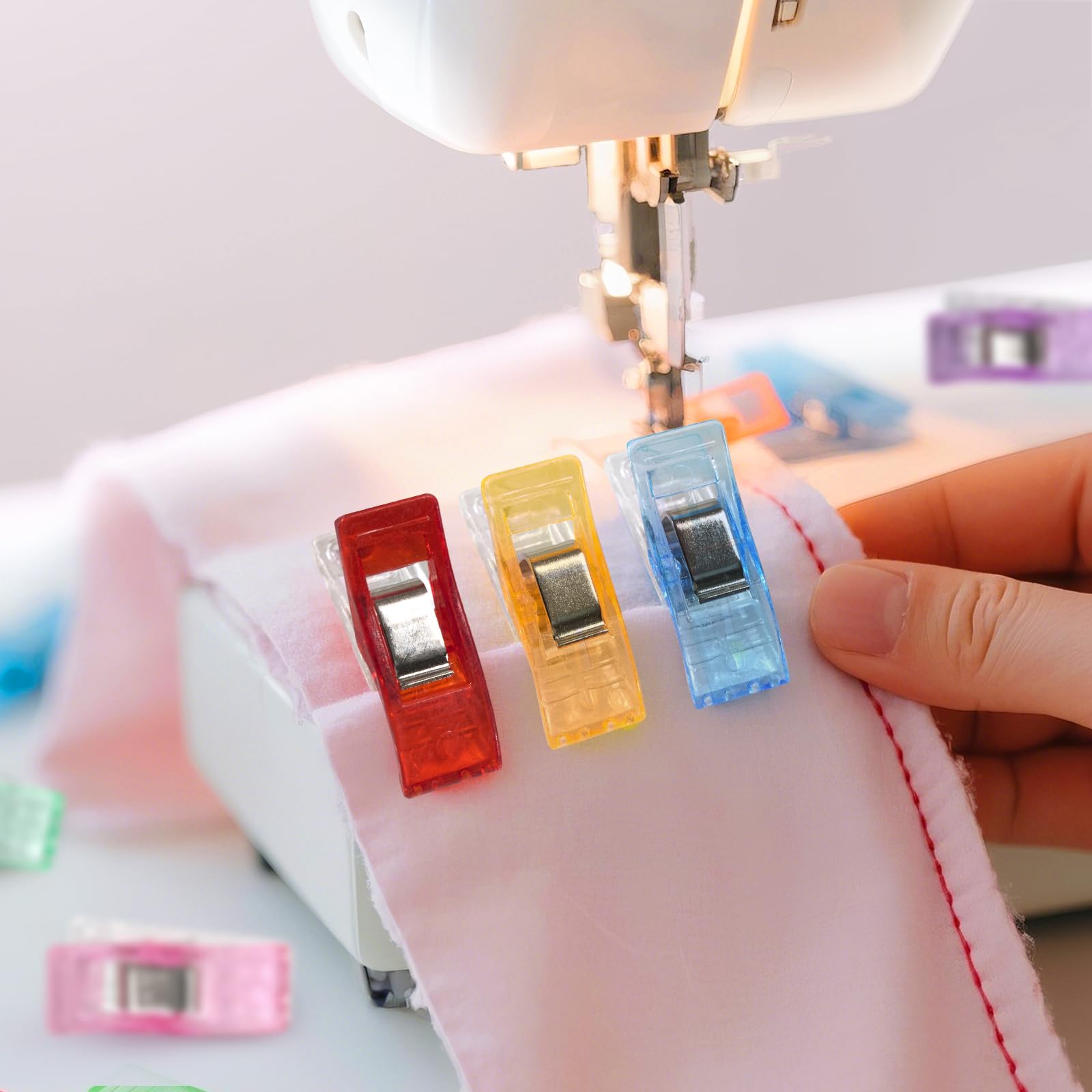 Mollette in Tessuto 100 Pezzi Clip da Cucito in Plastica con Marcature di Misurazione per Trapuntare