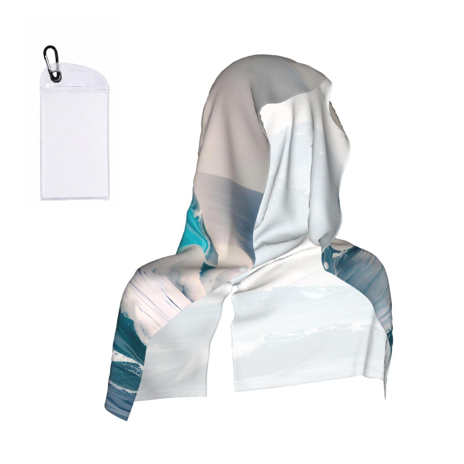 CNTDBU Cartoon blue sea wave Cooling Towel Hooded-Instant Chill Neck Cover for Sports, UV Cooling Rag for Running Gym