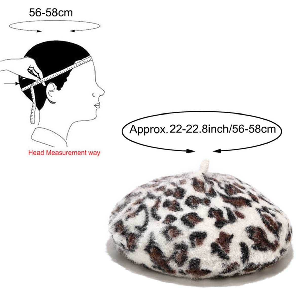 7959 Womens Warm French Beret Hat Leopard Print Cap (dense IHAUIUE Leopard Print Beret Hat Animal Cheetah Pattern  main image 3