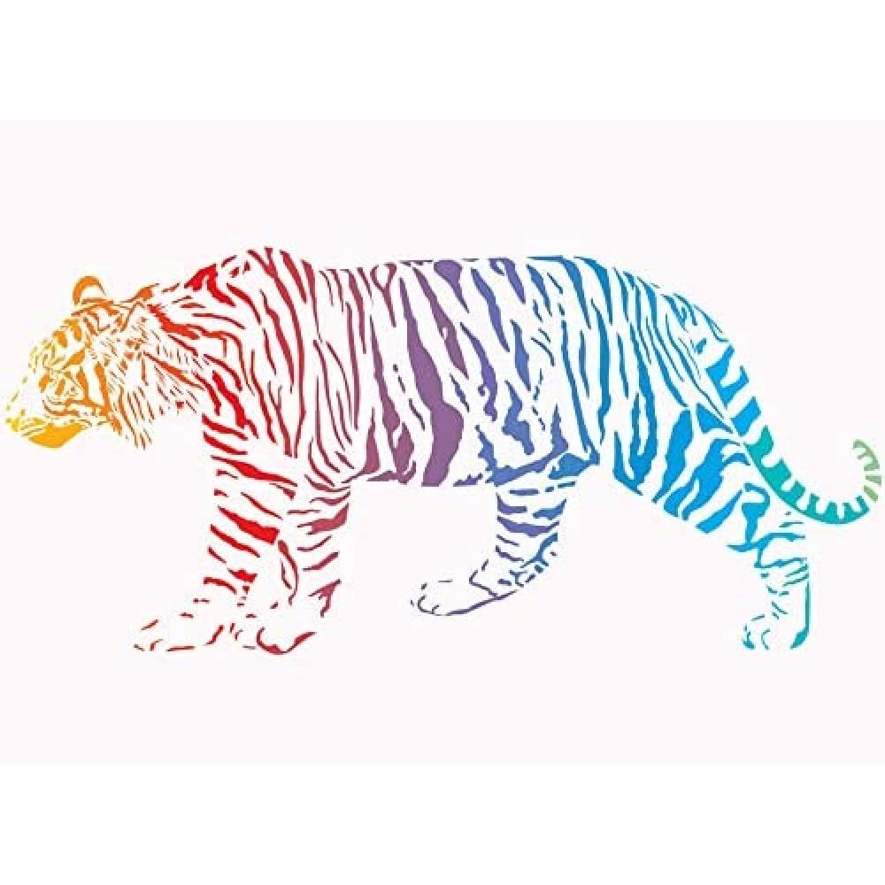 Wee Blue Coo Rainbow Tiger Illustration Unframed Wall Art Print Poster Home Decor Premium