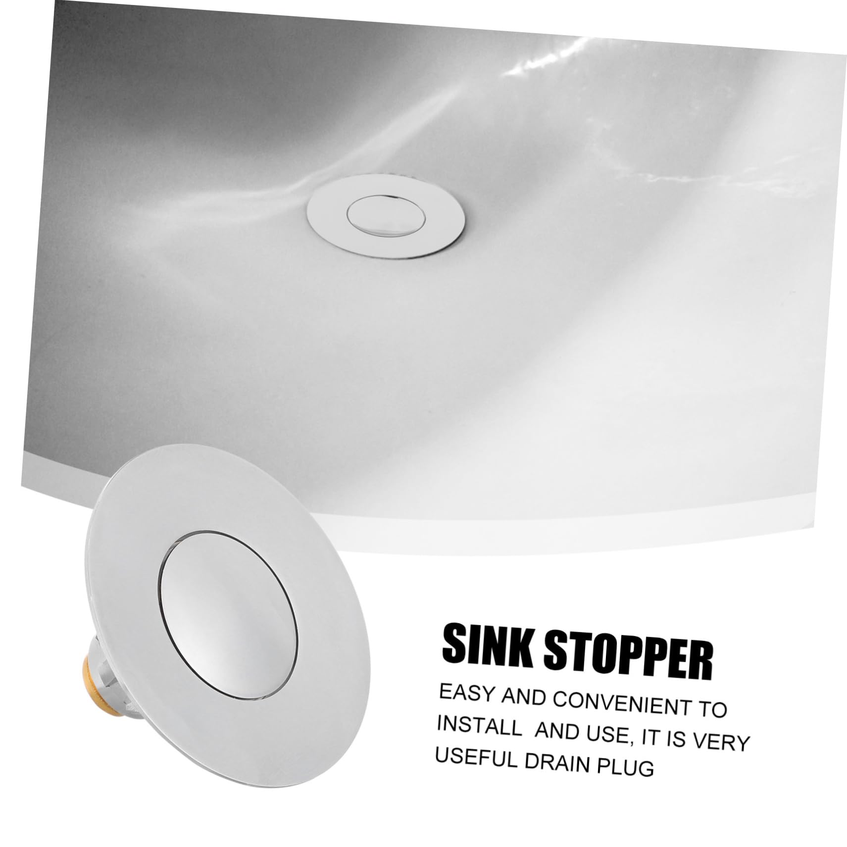 SHINEOFI 2 Piezas Tapón de Drenaje Rebote Práctico para Lavabo y Fregadero Tapón de Desagüe Presión Instalación y Duradera Moderno para Baños y Cocinas