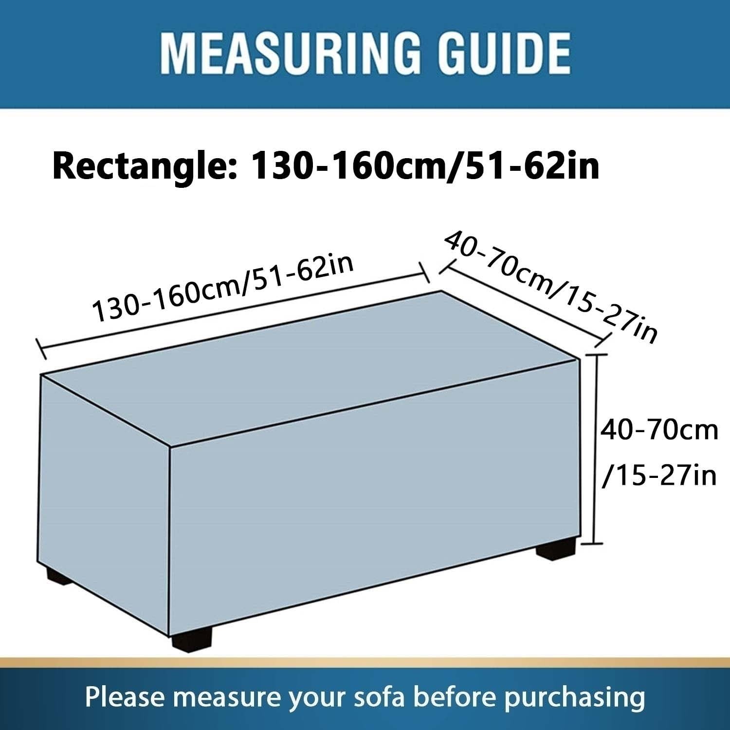AQIGR Ottomane Bezug Samt Stretch - Rechteckig 130-160cm Überzug Hocker
