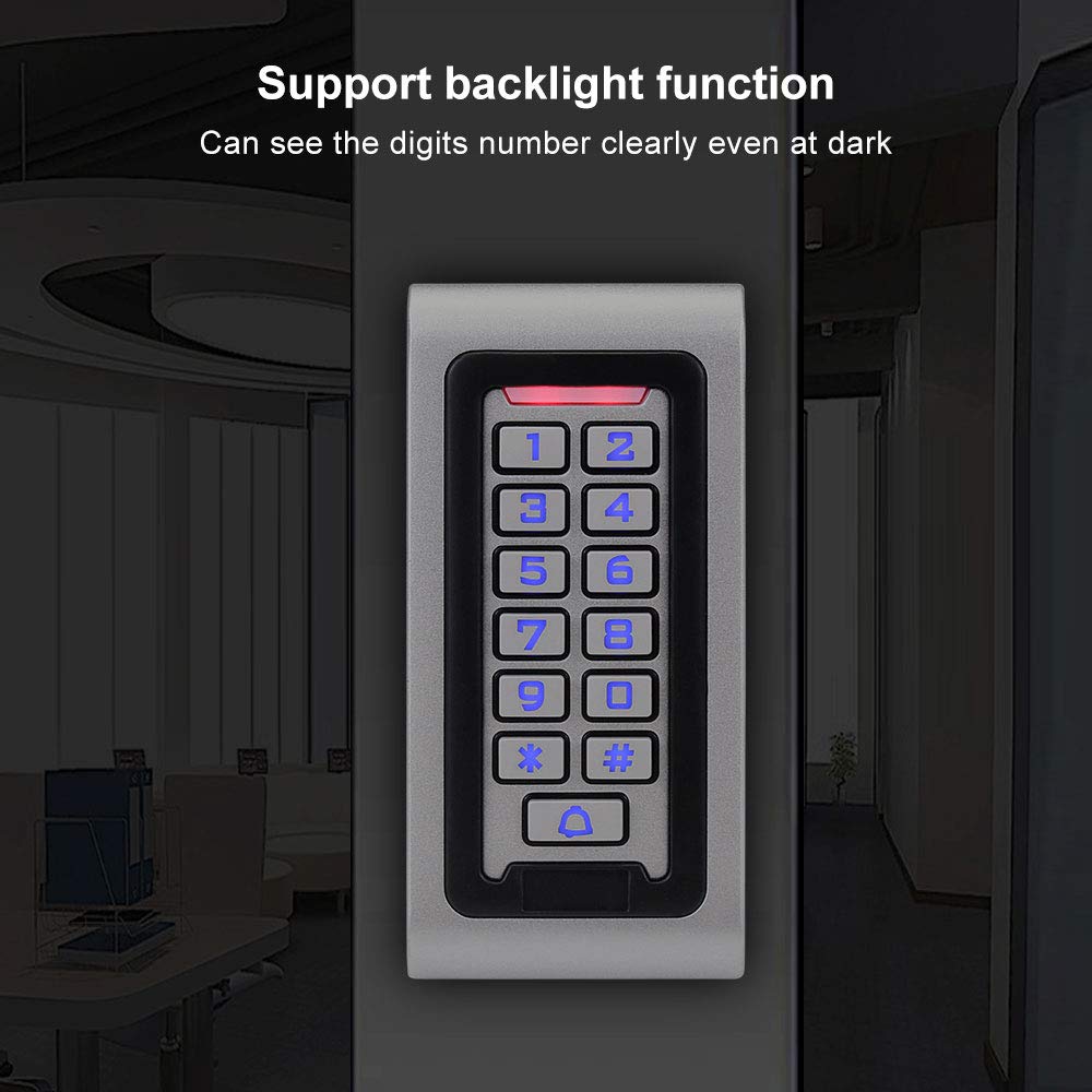 IP68 Sistema de Control de Acceso al Aire Libre Impermeable Teclado RFID de Metal Lector 125KHz WG26 + Cerradura Magnética Eléctrica de 180KG + Tarjetas Clave de 10PCS