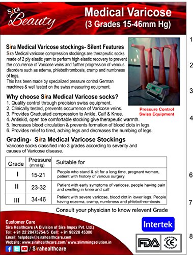Image of Sira Medical Antiskid Varicose Veins Graduate Calibrated Compression Socks, Stocking Improve Blood Circulation, Varicose Vein, Swollen, Aching Legs, Pain Relief, Edema, Sore Legs, Compression Sleeve with Anti Slip, Grade-I, Unisex, (Beige L)