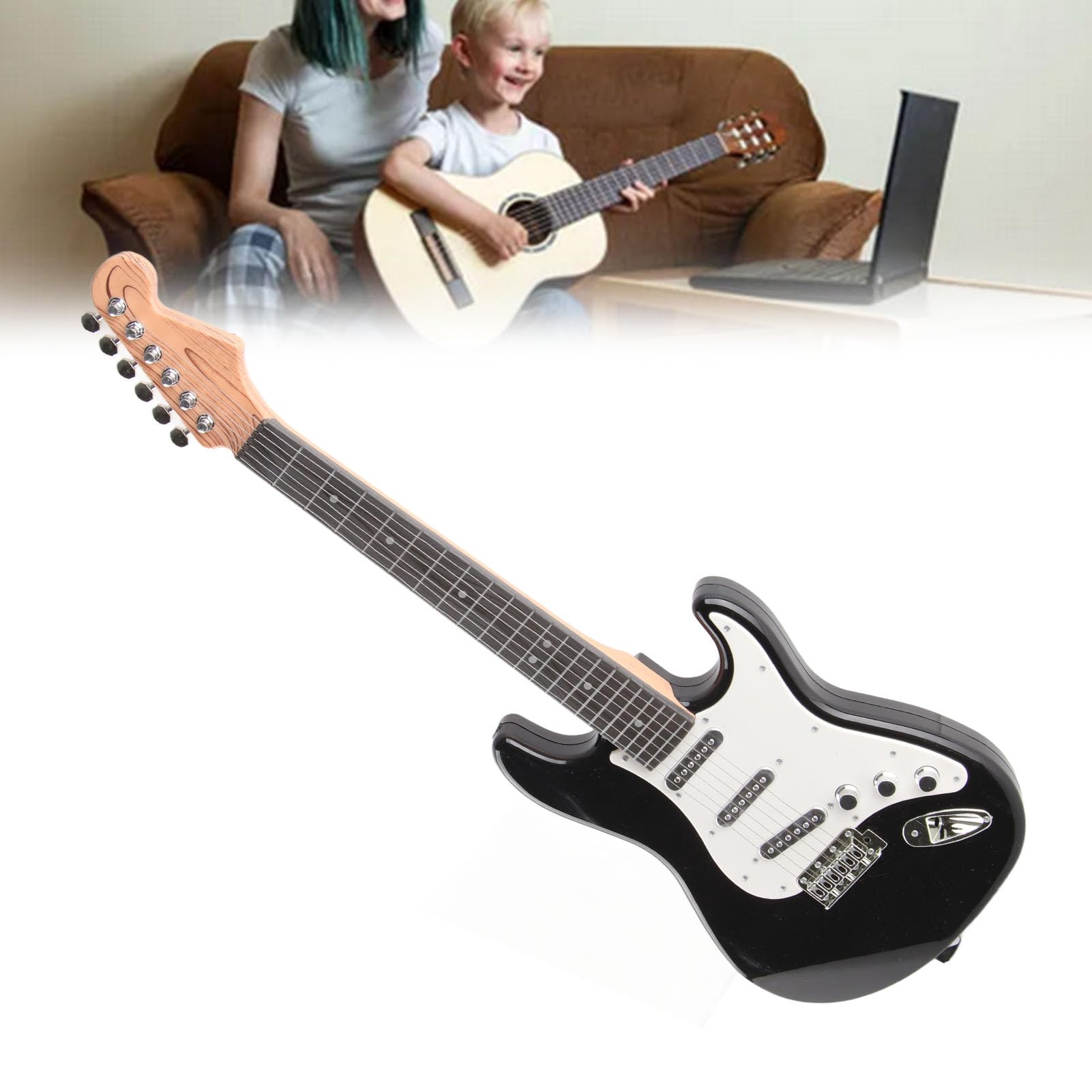 TOPINCN Giocattolo per Chitarra Elettrica per Bambini Esperienza Musicale Multifunzionale Design Leggero e Portatile per Giovani Musicisti 1 Pezzo (BLACK)