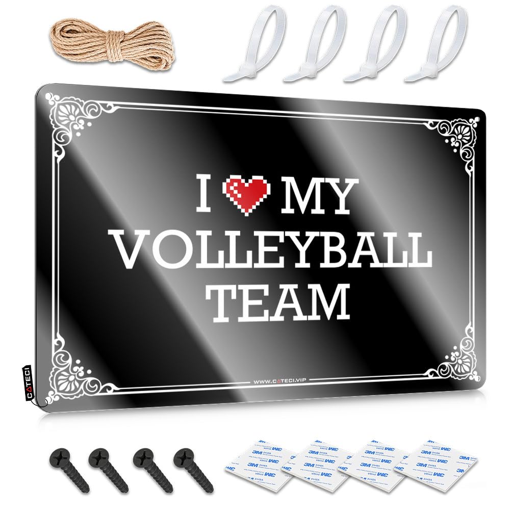 Classy Plaques Rustic Wall Poster, Basement Decor Funny Quote Design For Western Bar Garage | Sweet Anti-rust Metal I Love My Volleyball Team(20X30CM)