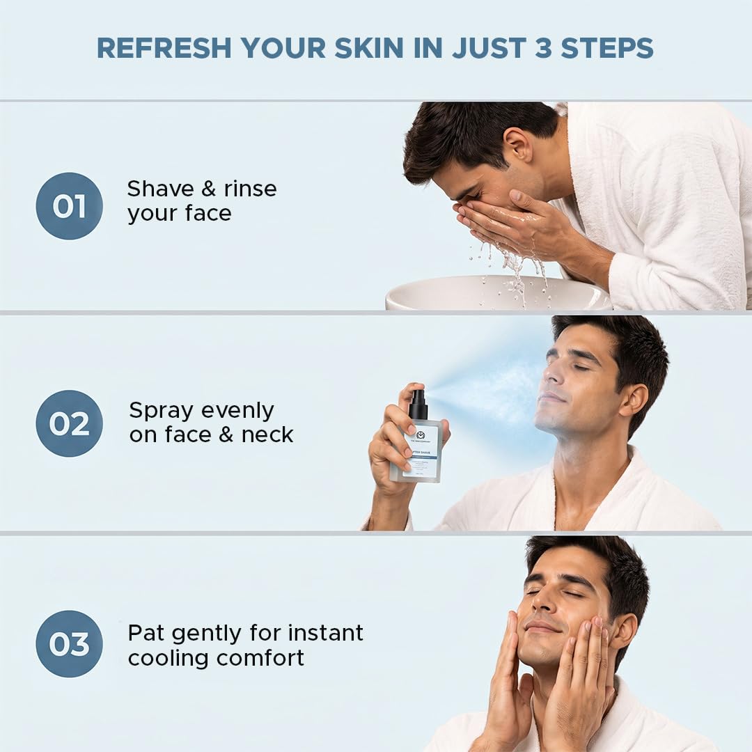 The Man Company After Shave Spray für Herren mit Aloevera und Menthol | Beruhigt, beruhigt, frische Haut | Post-Shave-Sprühlotion – 100 ml
