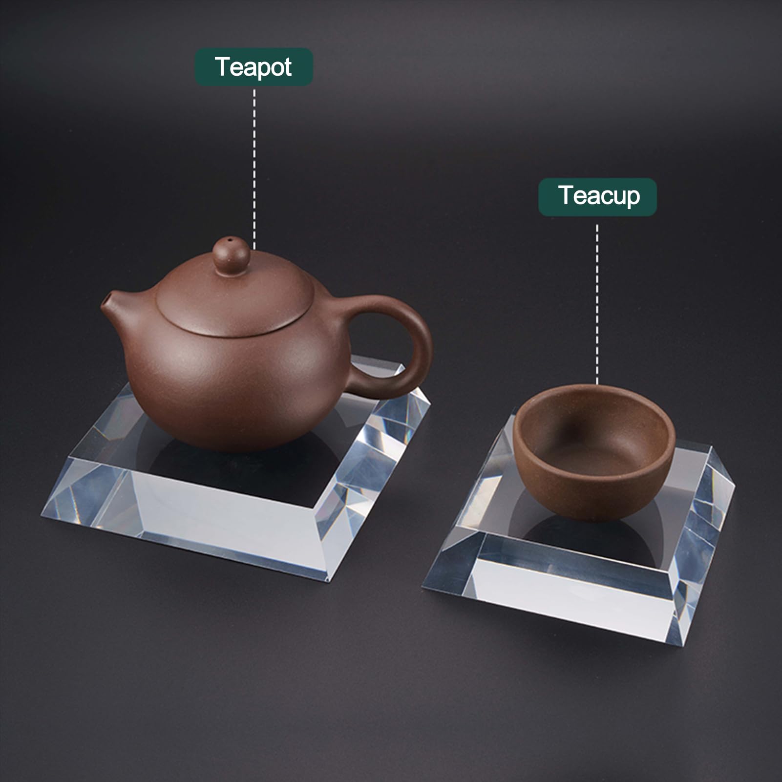 Espositore in Acrilico con Blocco Trapezoidale Smussato, Base Trasparente, Alzate Trasparenti, Cubo Solido, Spessore 2,5cm per Negozio, Galleria, Ufficio,20x20