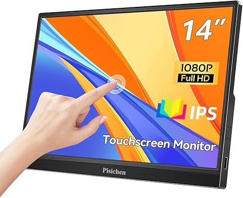 Monitor de pantalla táctil portátil, pantalla IPS FHD 1080P de 14 pulgadas, 300 cd/m, pantalla táctil HDMI USB tipo C, monitor externo para