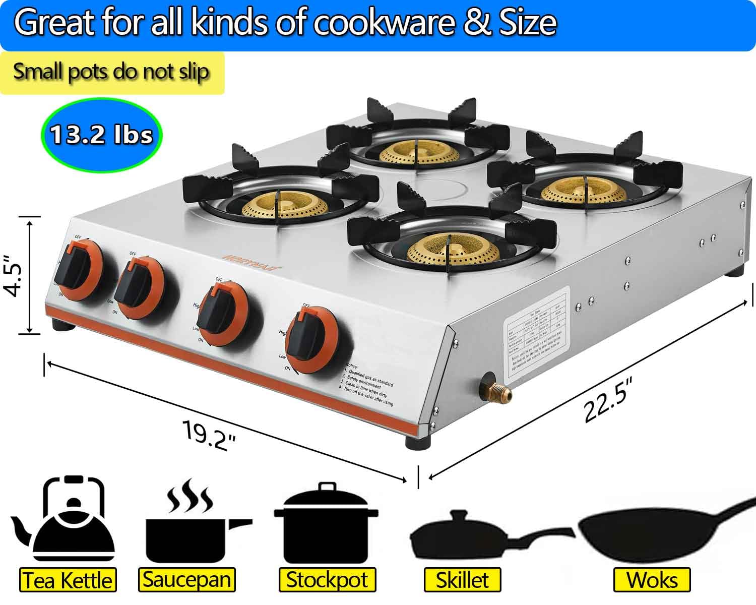Amazon.com: Horynar Propane Stove 4 Burner,Gas Stove Auto Ignition 