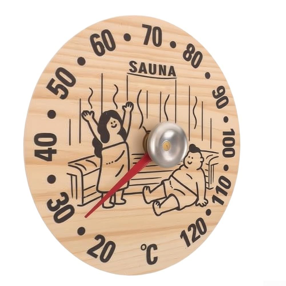 Higrómetro Termómetro Sauna Analógico de para madera Sin Pilas Medidor Temperatura Humedad Pared 12x12cm Calor Hogar