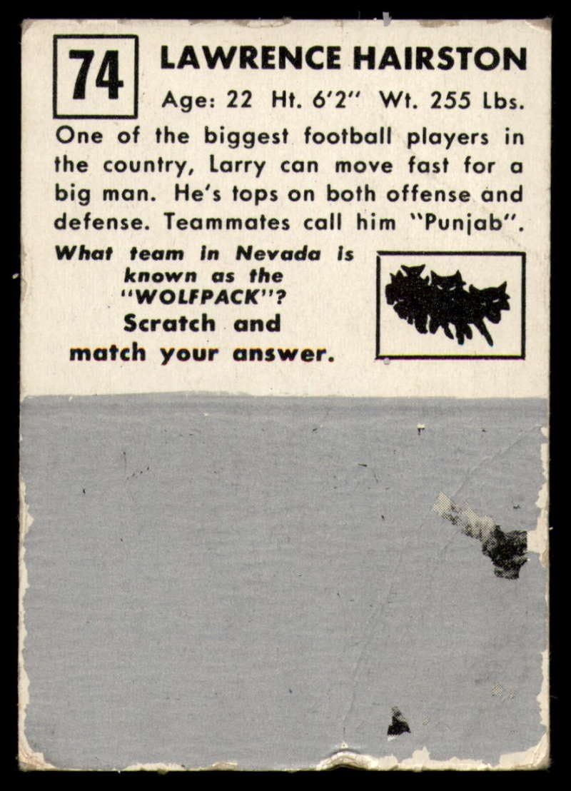 Football NFL 1951 Topps #74 Lawrence Hairston VG Very Good
