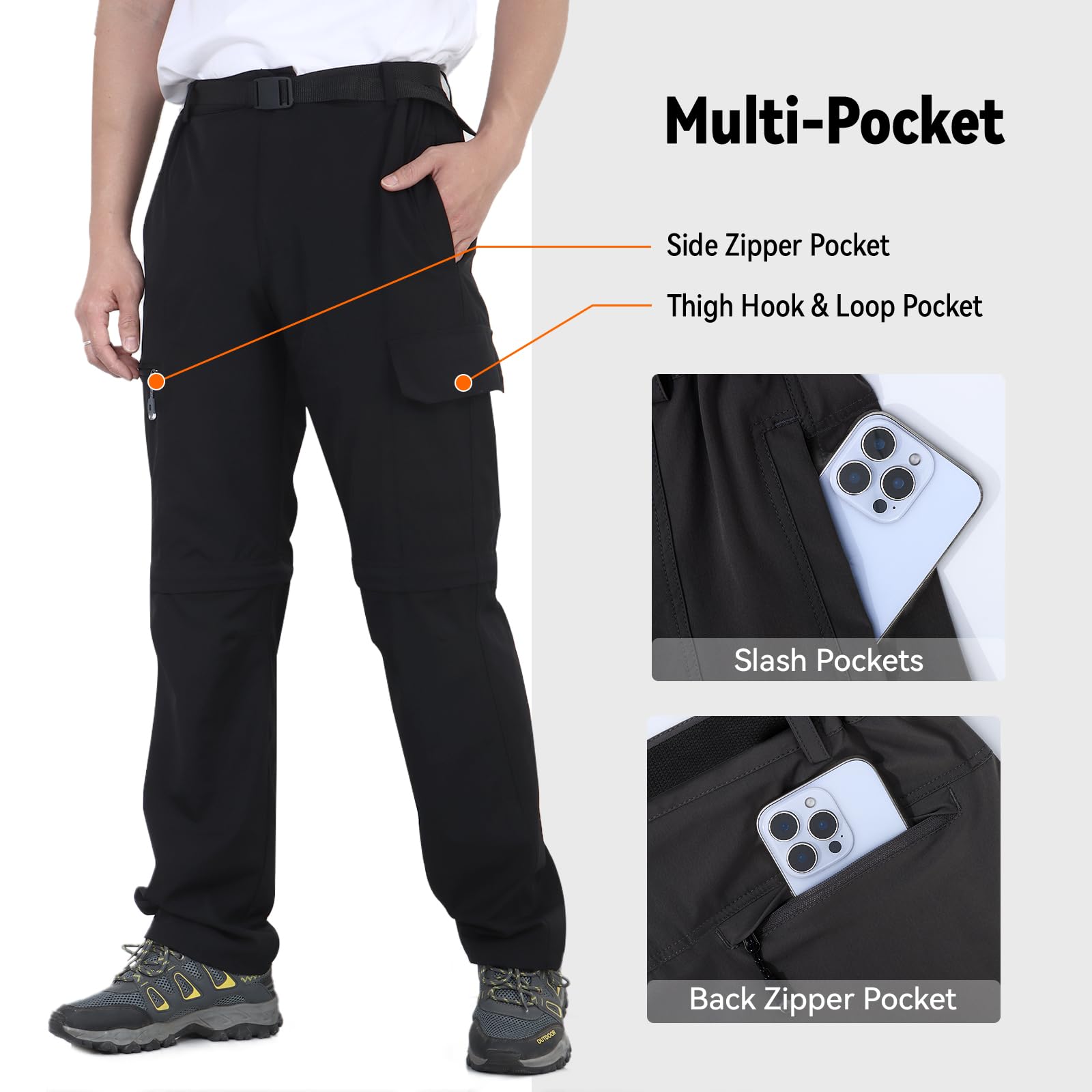LHHMZ Pantalones de senderismo para hombre, ligeros, con cremallera, casuales, de secado rápido, para viajes, pesca, pantalones cortos