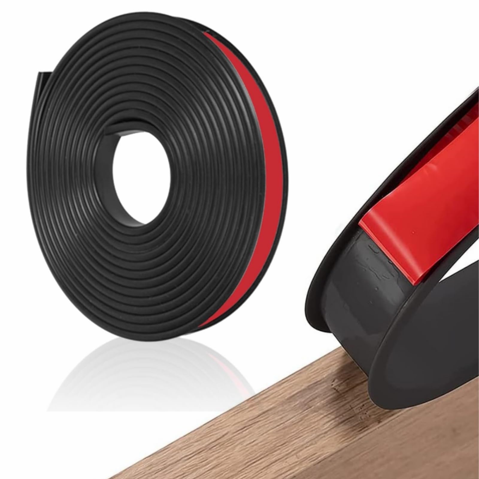 16.4ft U-Shape TPE Self Adhesive Veneer Edging Trim Flexible Edge Protector for Furniture Corner & Edge Safety Guards, DIY Furniture Edge Strip for Countertop Table Cabinet Shelf Repair (16mm, Black)