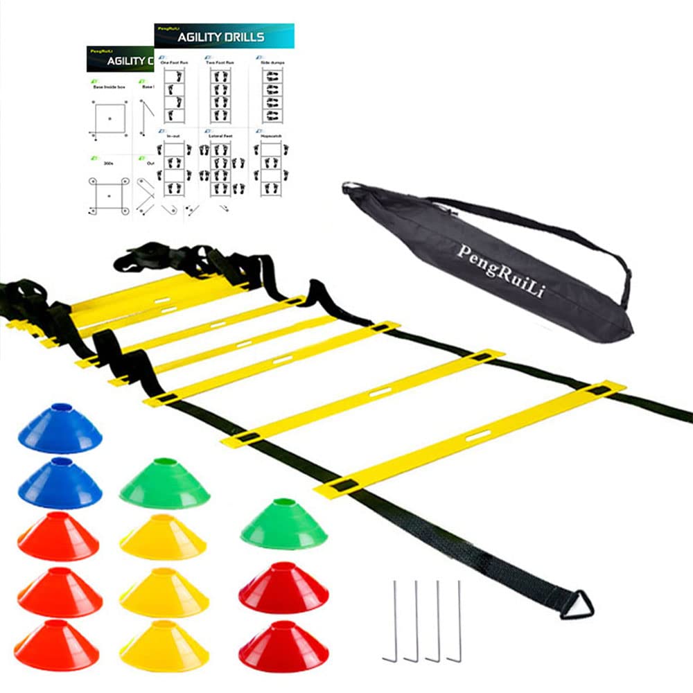 PengRuiLi Agility Ladder Drill and Cones, Agility Speed and Balance Training Ladder for Soccer, Basketball,Speed, Football, Fitness