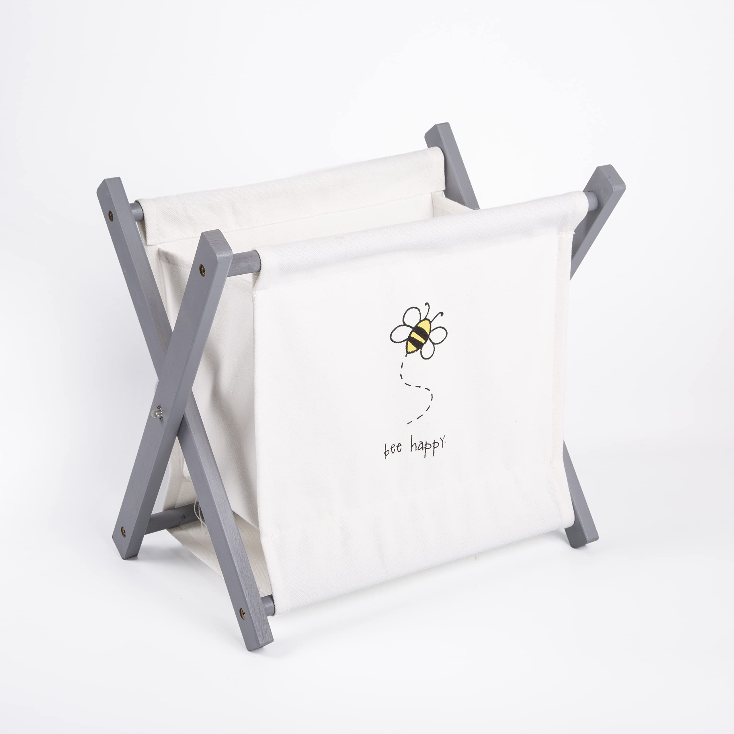 Collapsible Cotton Laundry Bag Nursery Room Storage Hamper Kid Toys Collection (Small, Grey Color Frame)