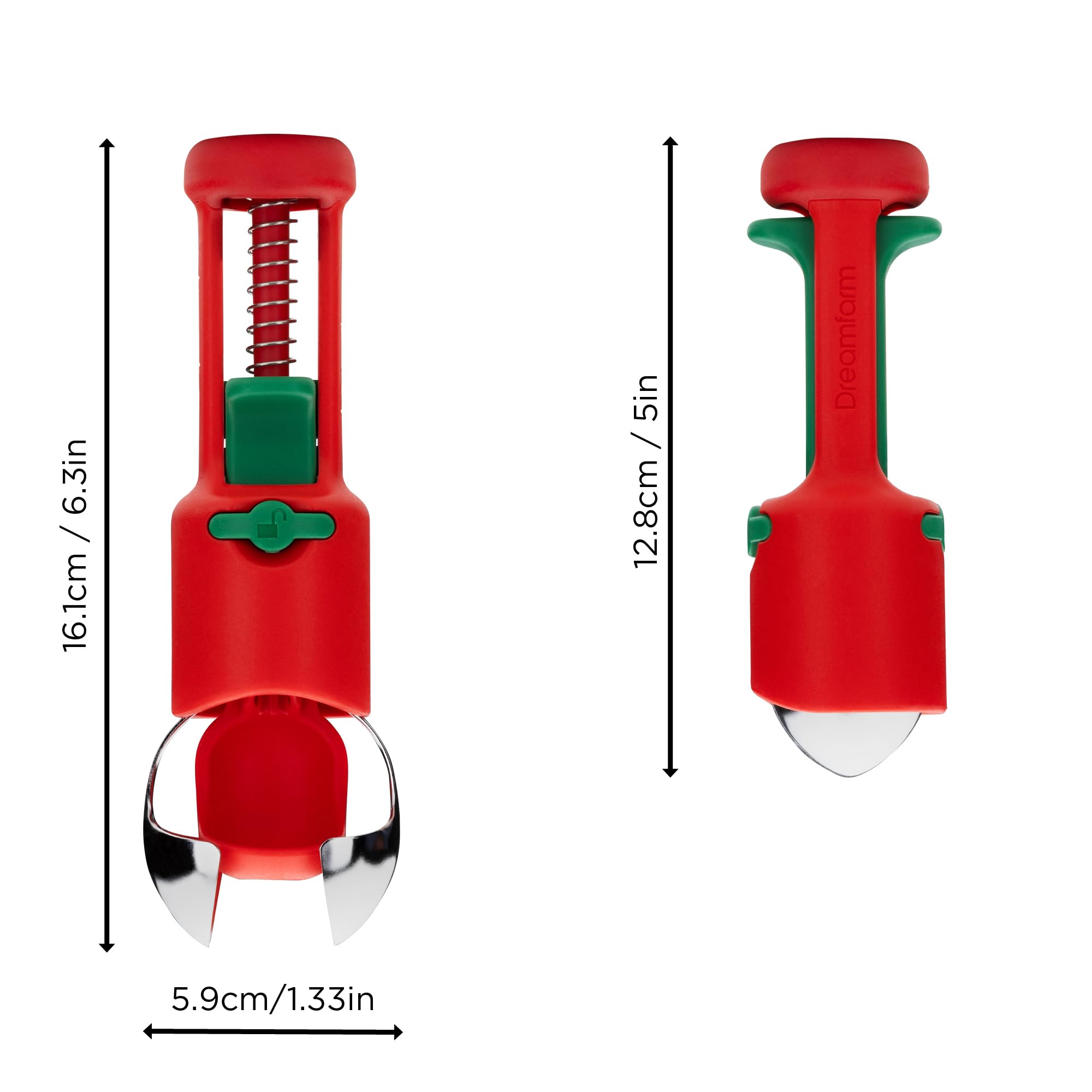 Dreamfarm Hullapit 3-in-1 Fast & Easy Strawberry Huller, Cherry Pitter & Olive Pitter - Red/Green