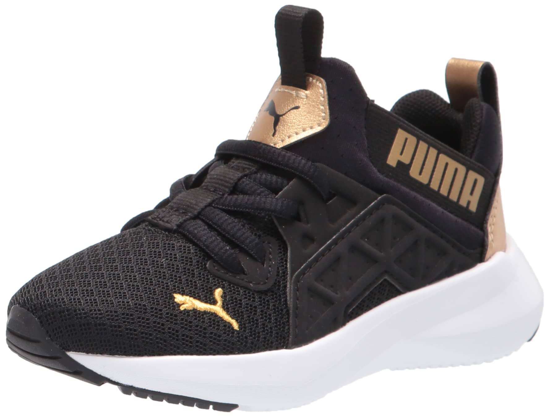 PUMAKids Boys Softride Enzo Shineline Running Sneakers Shoes - Black, Gold