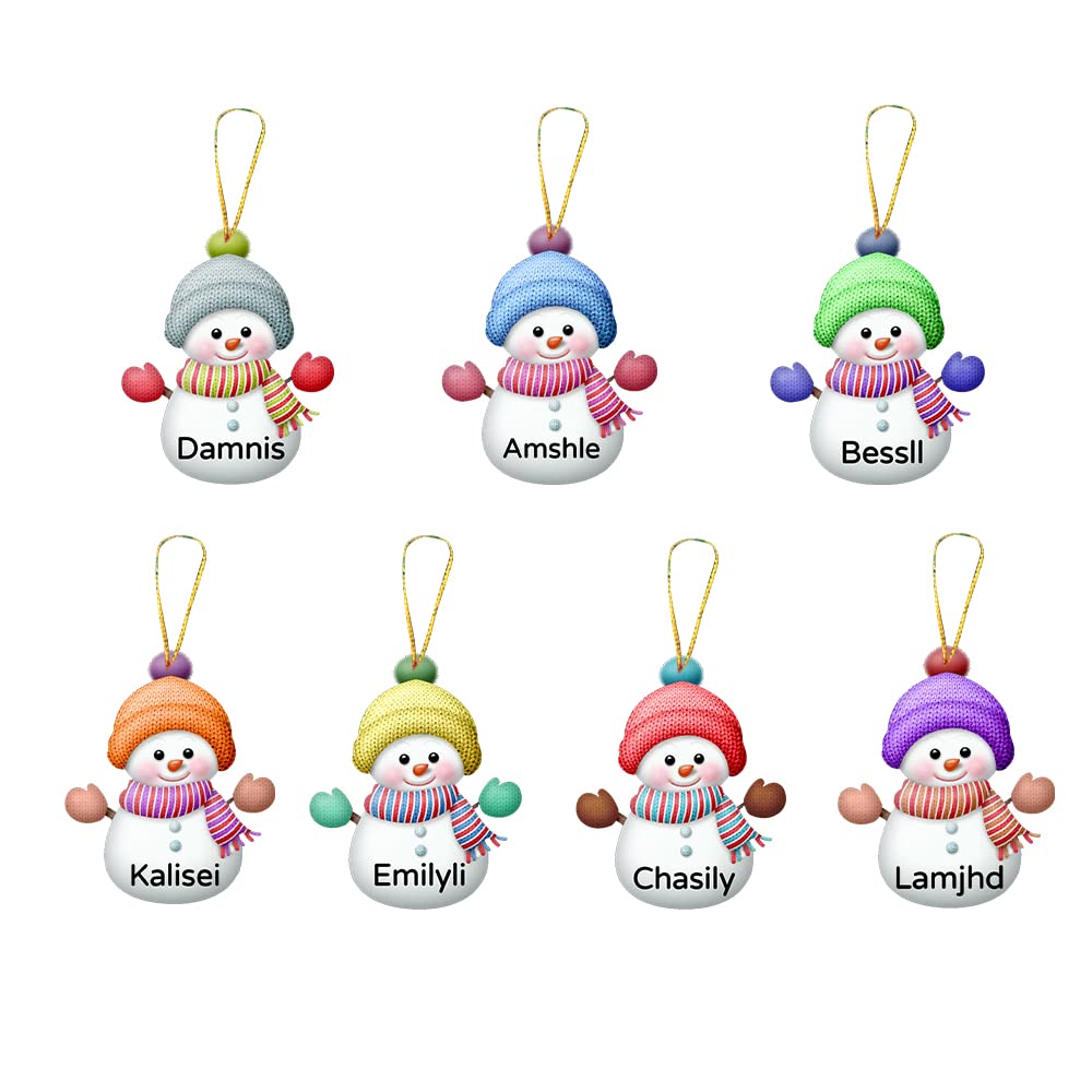 TopGlory Personalized Name Snowman Family Ferris Wheel LED Night Lights Christmas Ornaments Custom Vintage Tabletop Decor, Xmas Decorations for Fireplace Party (Pendant)