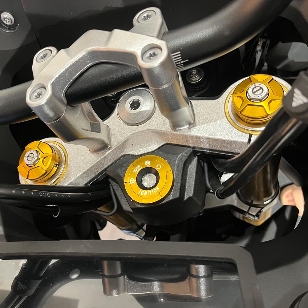 Per VOGE Valico DS900X DS525X DS625X 900 DSX 525 DSX 625 DSX900 DSX525 2023 2024 2025 625dsx Accessori Moto Tre Stelle Copertura Colonna in Alluminio CNC Copertura Decorativa Antiurto (Oro)