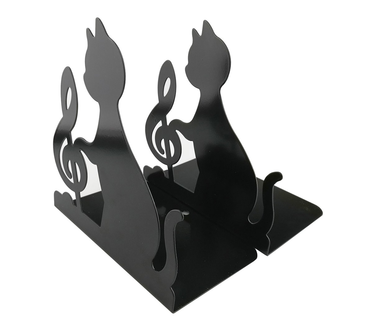 Fermalibri con grazioso e divertente gatto pigro che gioca e chiave di violino, in ferro, imbottito e antiscivolo, per libreria, scuola, ufficio, casa e studio Note musicali.
