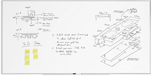 Miniatura 3 de U Brands Pizarra magnética de borrado en seco con marco de aluminio, 96 x 48, superficie blanca, marco de aluminio plateado