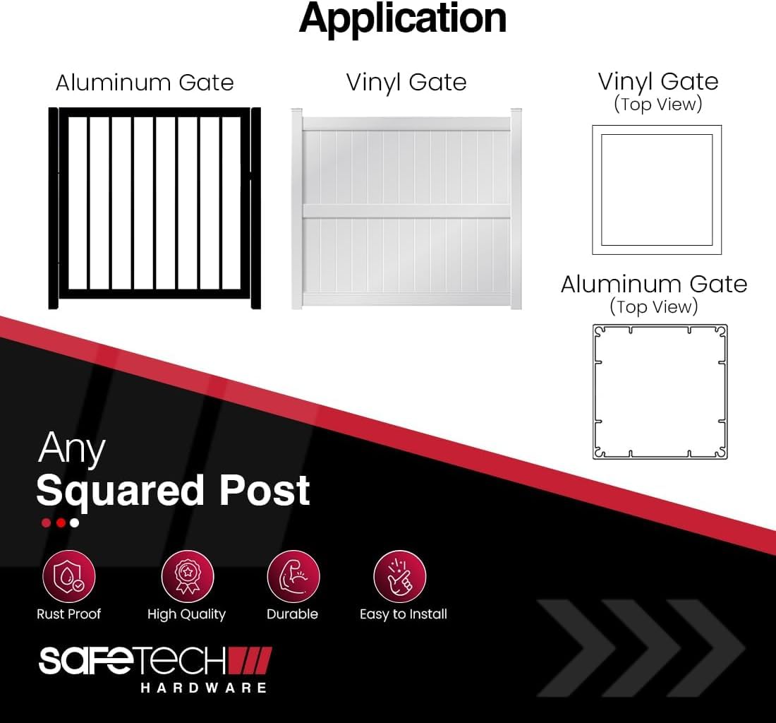 Safetech SL-50 Magnetyczny zatrzask do bramy, zamek do bramy basenowej, magnetyczny zatrzask do bramy górnej, ogród i różne bramy, bezpieczeństwo dla dzieci i zwierząt domowych, samozamykający się i