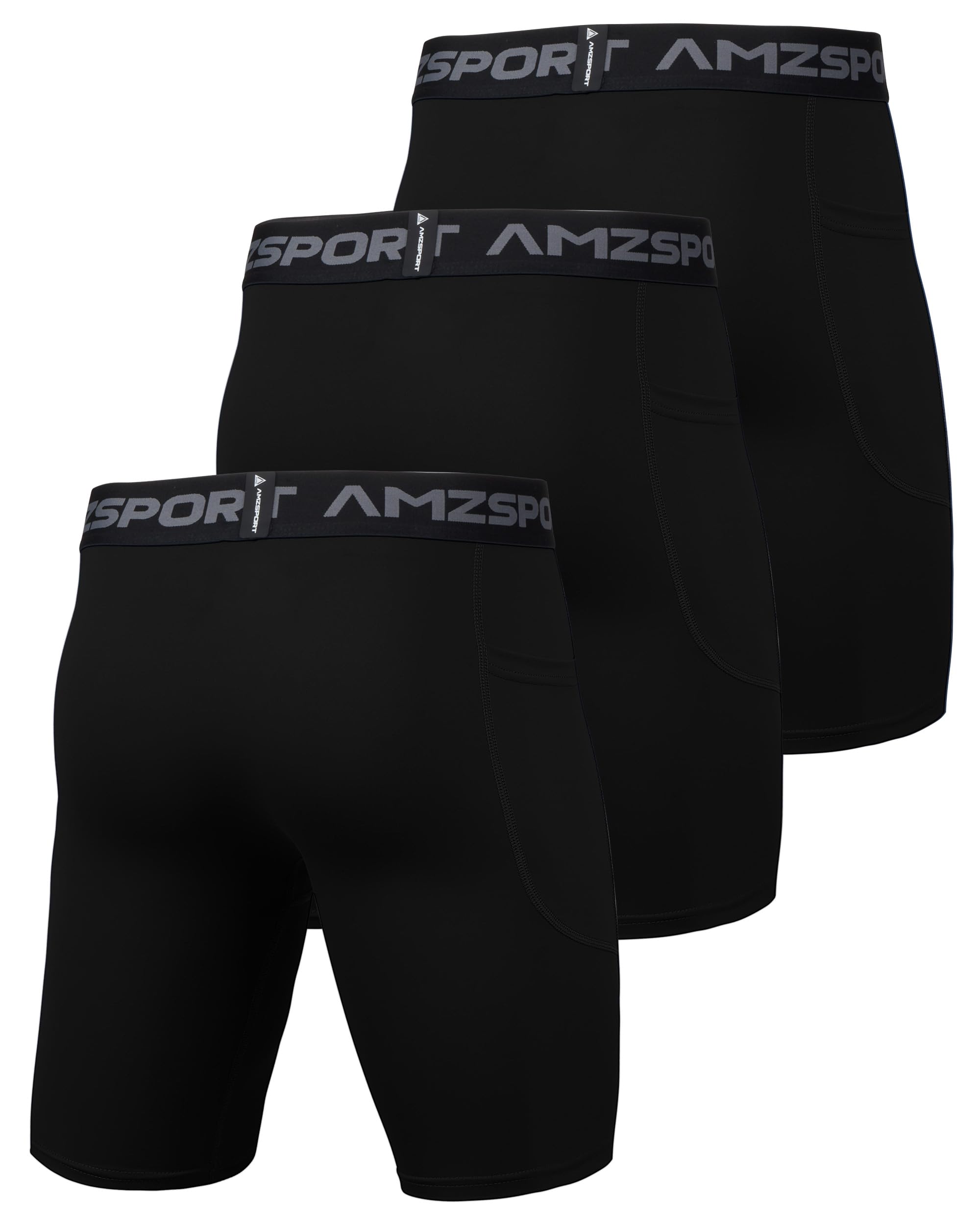 AMZSPORT Pantalones Cortos de Compresión para Hombre Pantalones Deportivos Secos y Frescos Pantalones Cortos de Entrenamiento
