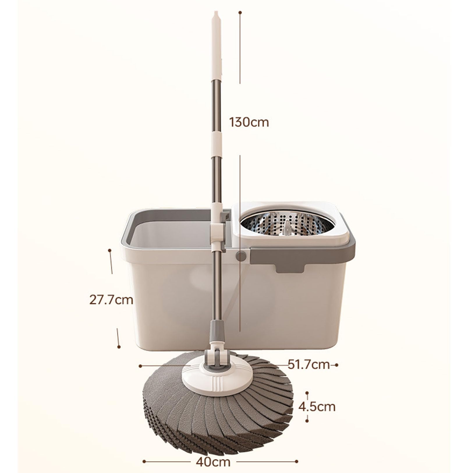 Juego mejorado de fregona y cubo giratorios, escurridor con manos libres | Trapeador de microfibra absorbente para pisos laminados de madera dura y baldosas, sistema de secado fácil
