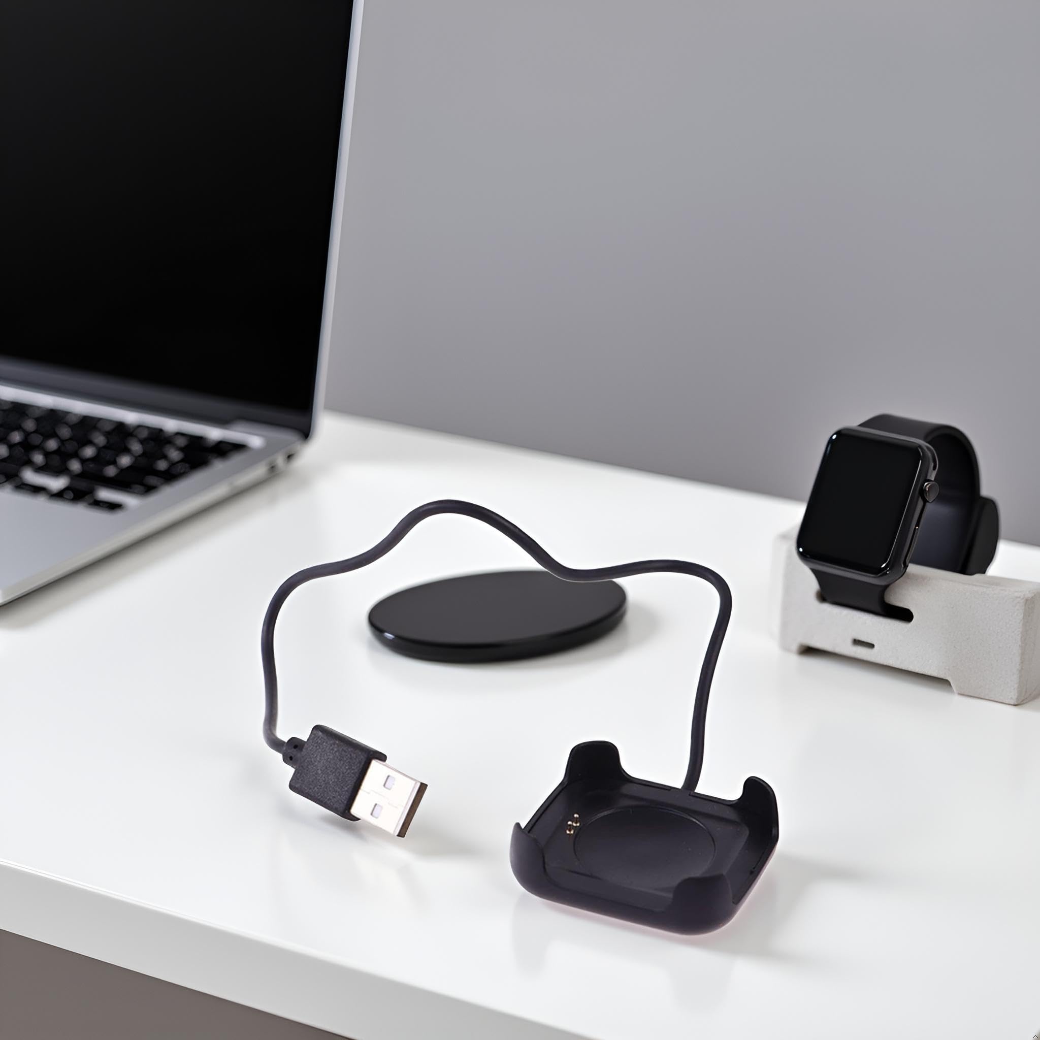 Câble de charge noir pour montre intelligente HW22 - Chargeur magnétique - Support USB - Câble de charge rechargeable - Câbles et chargeurs - Accessoires de montre intelligente (30 cm)