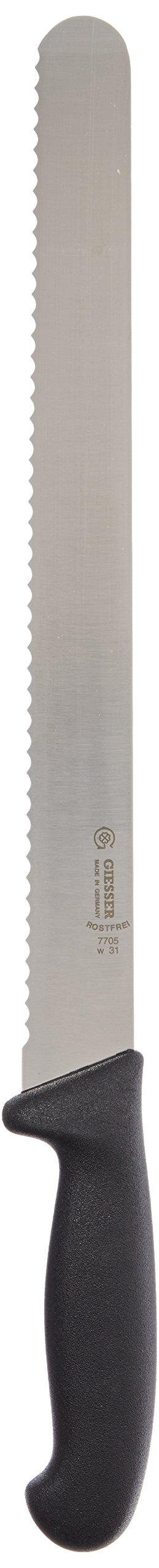 Giesser seit 1776 - Made in Germany - Schinkenmesser schwarz, Basic Black, Klinge 31 cm, Wellenschliff, rutschfest, scharfes Wurstmesser spülmaschinenfest, rostfrei