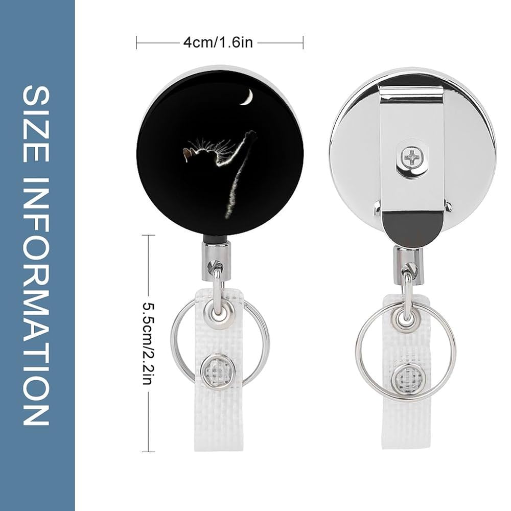 Amazon | メタルIDバッジホルダー ネコ 月 格納式バッジホルダー