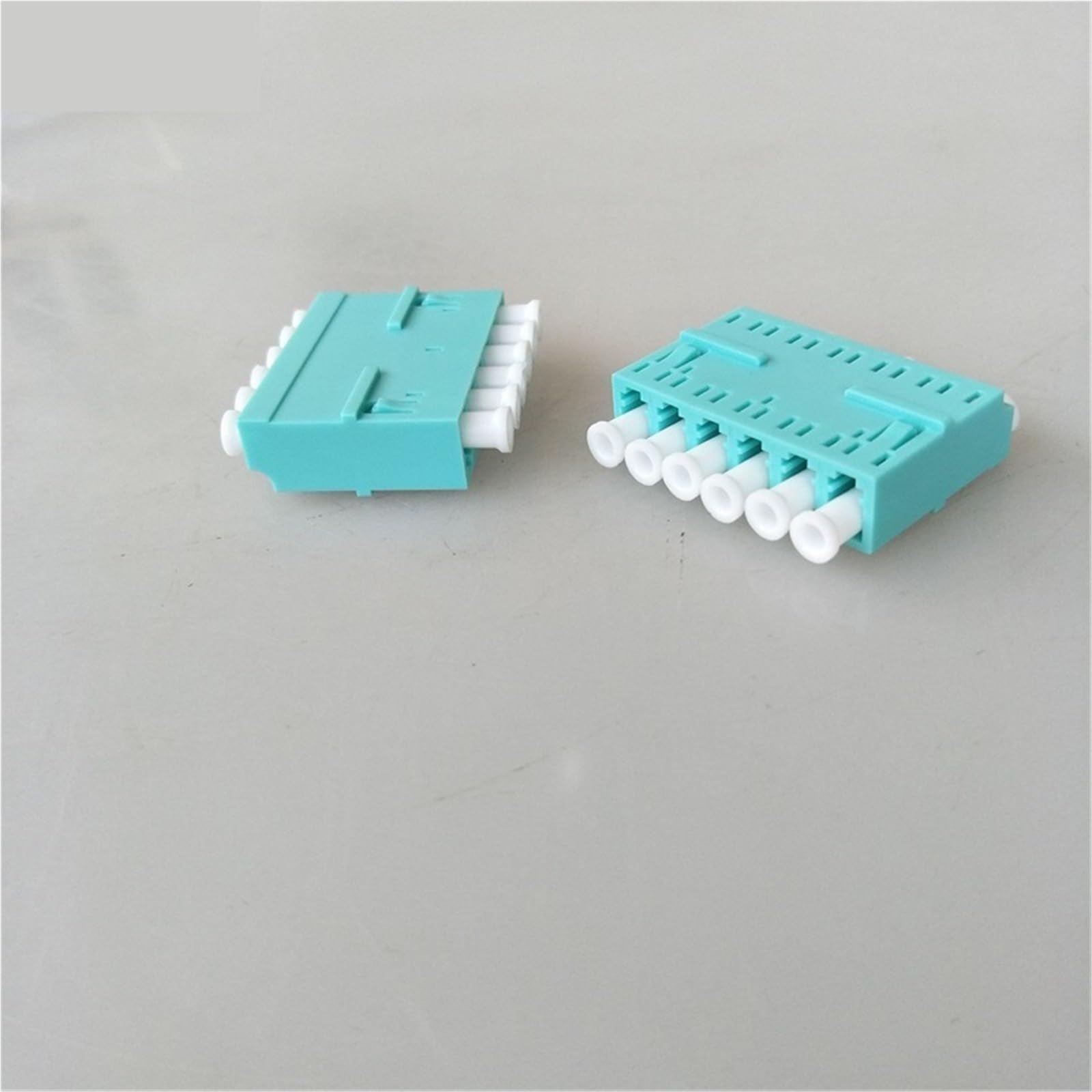 Adaptateur LC 6 cœurs, Adaptateur Fibre Optique OM3 LC/A Bleu-Vert, 100 pièces, coupleur de Fibre Optique, connecteur FTTH, Adaptateur 6 Ports(Aqua OM3)