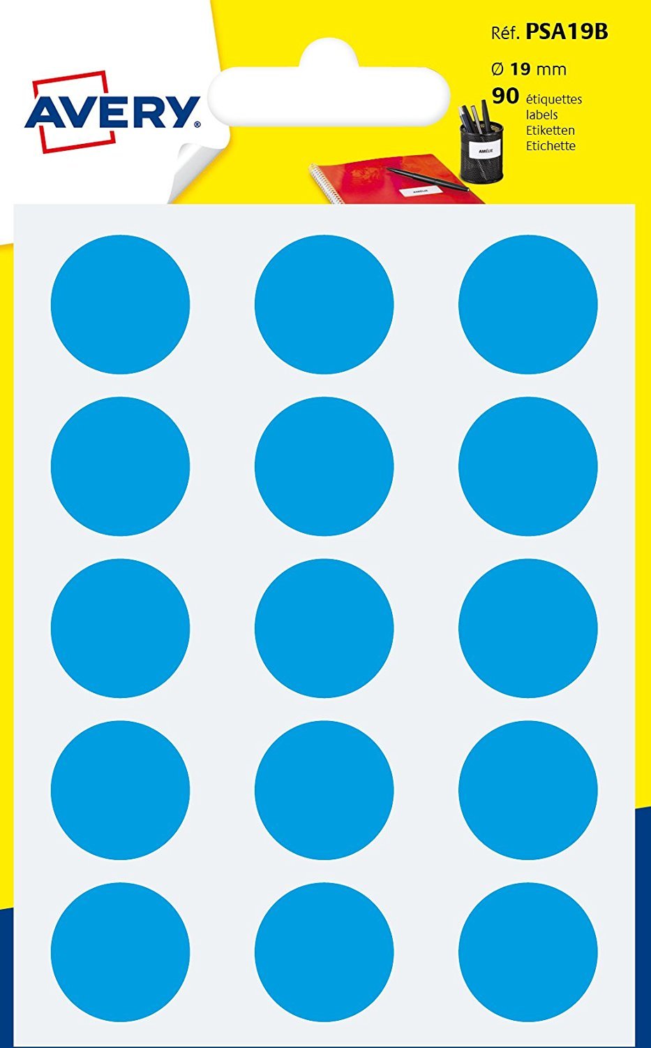 Avery 90 Tabletten – 19 mm – Brett A6 blau