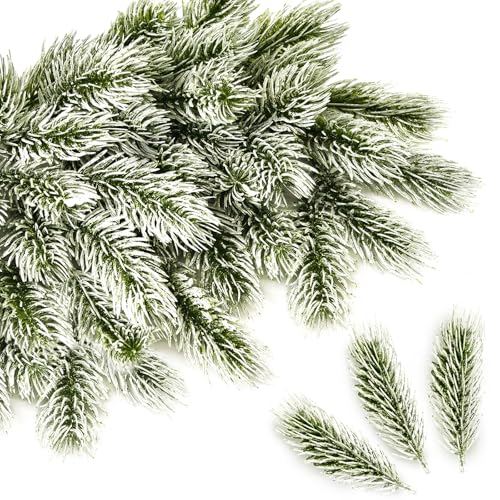 ROLLWAY 50 Stück Künstliche Tannenzweige wie echt 10cm, Deko...