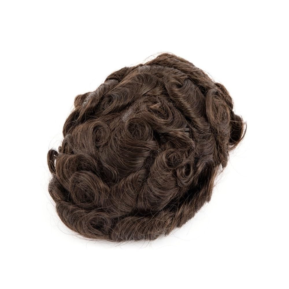 Parrucchino for uomo Parrucca for capelli umani， base in pizzo e PU