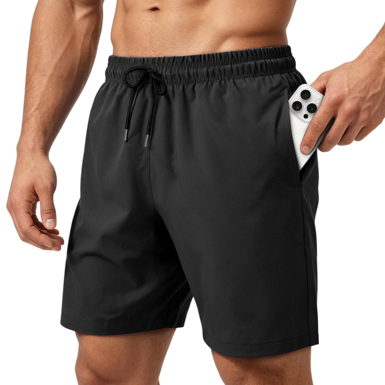 HEOAARG Badehose Herren Badeshorts Lang Mit ReißVerschlusstasche Kurze Hosen Herren Schnelltrocknend Sporthose Kurz Shorts Atmungsaktiv Schwimmhose Mit Meshfutter，Elastisch Tunnelzug