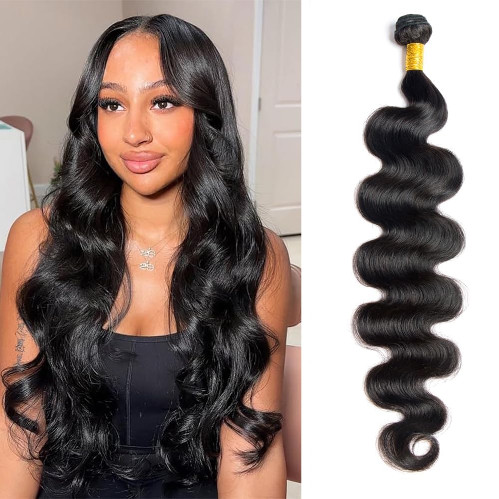 MsSunlight Body Wave Human Hair Bundles 100% Unprocessed 12A Brazilian Virgin Human Hair Bundles 1 Bundles Body Wave Hair Extensions Natural Color 20 Inch