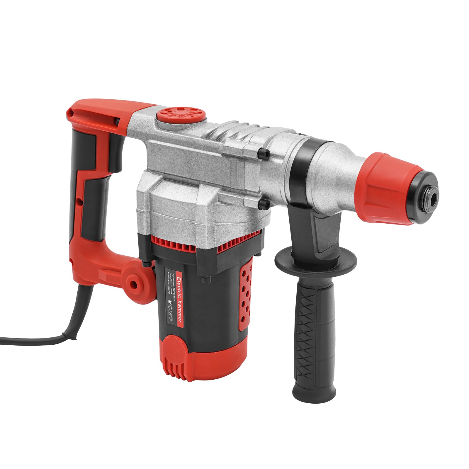 Martillo perforador SDS-Plus 2000 W, martillo de demolición, martillo de hormigón con 6 taladros, martillo cincelador, martillo de impacto, mango giratorio