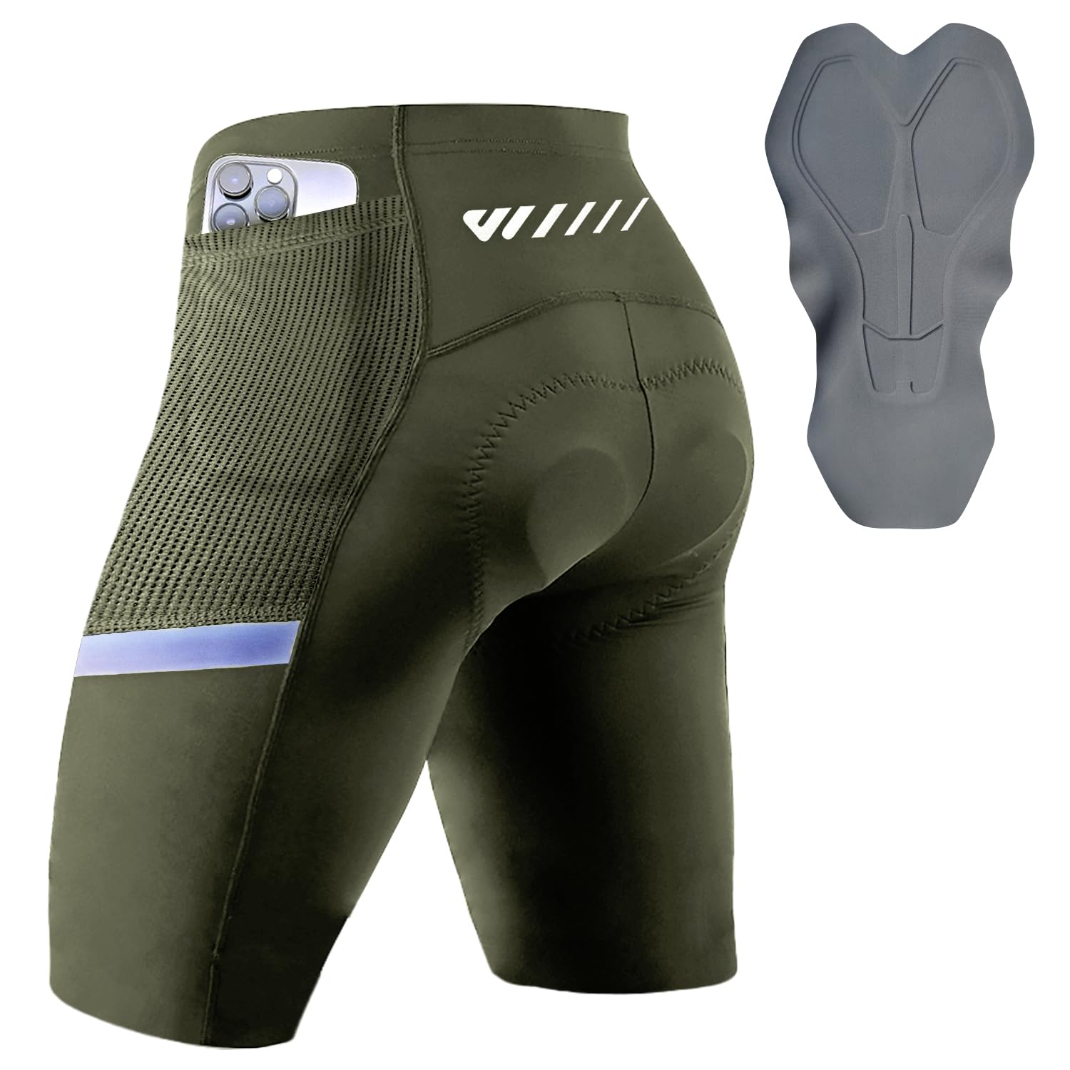 Lo.gas Radlerhose Herren gepolstert, Radhose für Männer Gel gepolstert mit Taschen, Road Shorts atmungsaktiv Quick-Dry