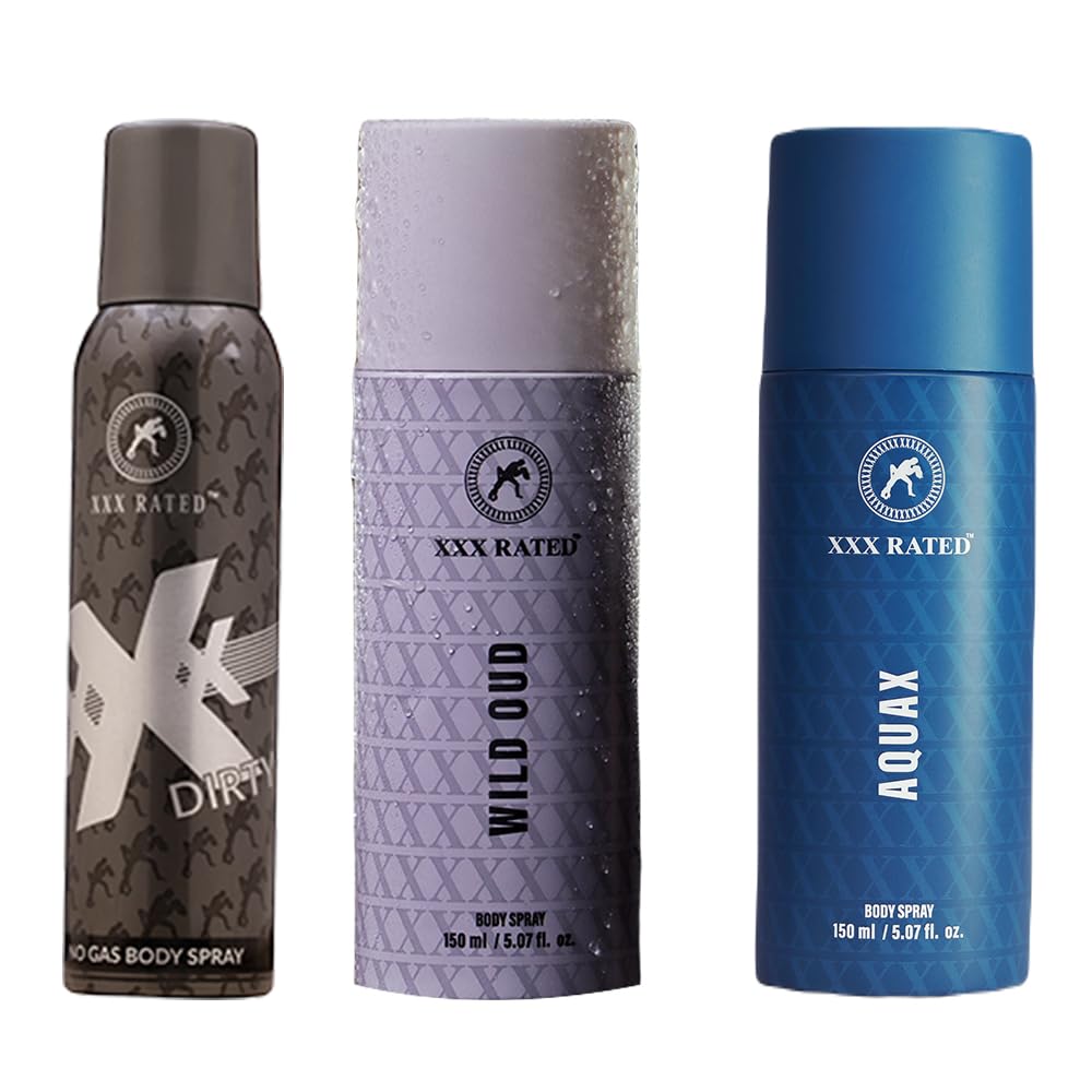 XXX Rated Wild Oud, Aqua X & Dirty No Gas Body Spray Combo | Exotic, Refreshing & Intense Scent | 150+150+120 Ml-picture-21