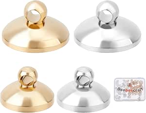 Beebeecraft Ball Stud Earrings With Loop - 40 Pieces 18K Gold & Platinum Plated Brass Posts (15x4mm) - View #12