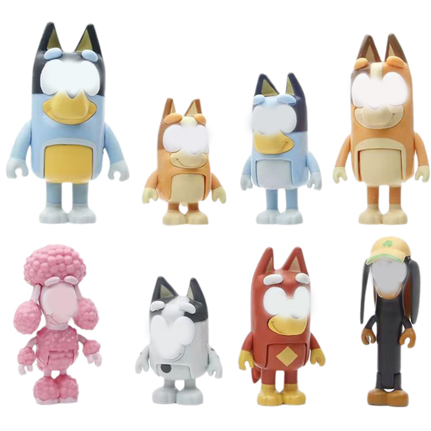 BSNRDX Blue Dog Action Toy Figures Bingo Friends Figures 8Pack of Poseable Figures Play Gifts, Realistic Toy Set For Kids, Articulated Character Action Figures for Boys Girls