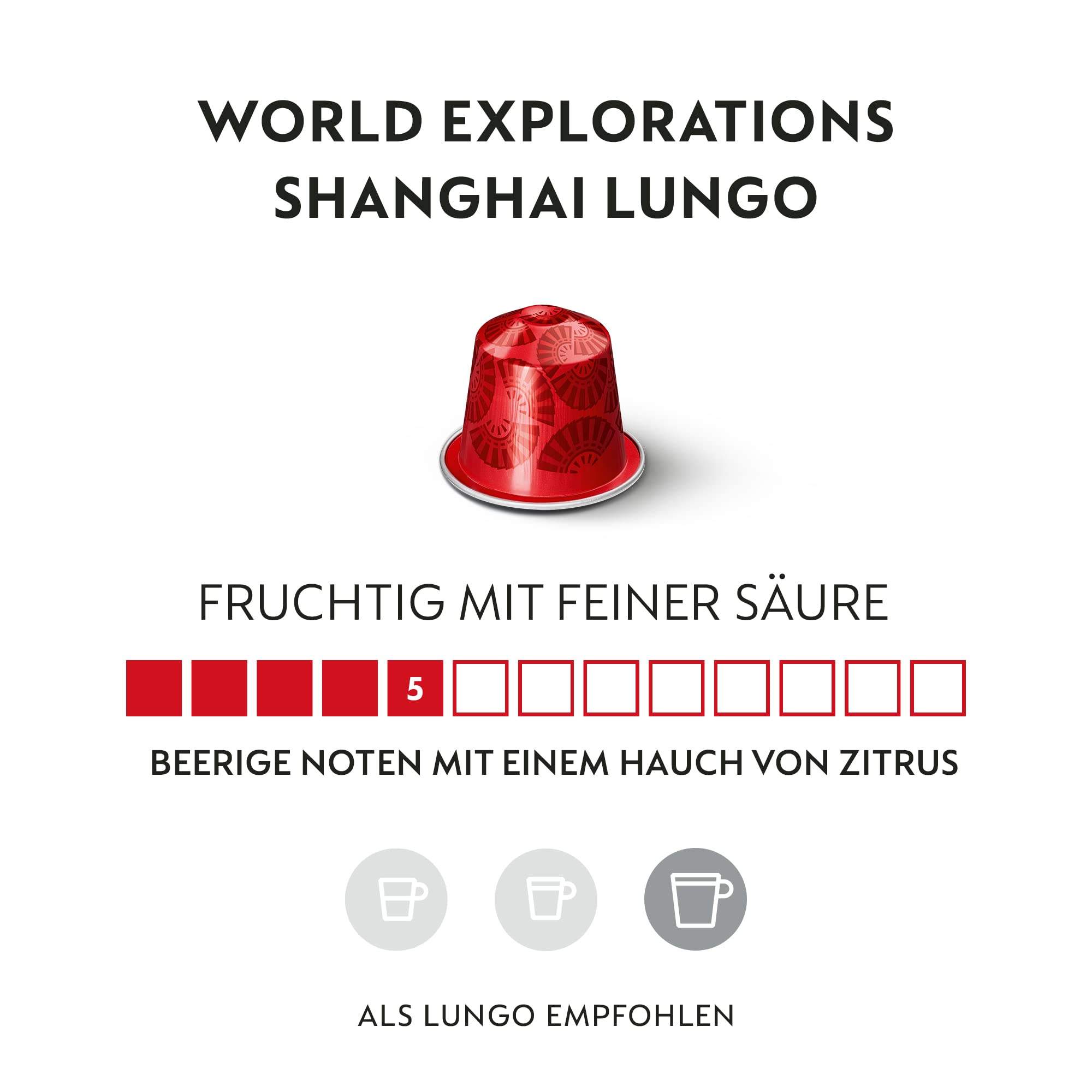 NESPRESSO ORIGINAL Shanghai Lungo 100 Kaffeekapseln | Arabica Kaffee, Helle Röstung, Intensität 5