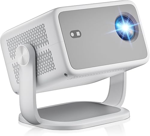 Proyector inteligente con WiFi y Bluetooth, soporte 4K nativo 1080P, 600 lúmenes ANSI, enfoque eléctrico y Keystone automático, aplicaciones