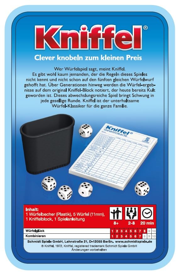 Schmidt Spiele 51203 Kniffel, Bring Mich mit Spiel in der Metalldose, bunt – Ansicht 3